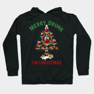 MERRY DRUNK I'M CHRISTMAS PINE WINE TREE Hoodie